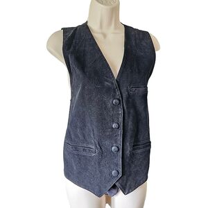 Don't Stop Classics Western Black Suede Leather Vest